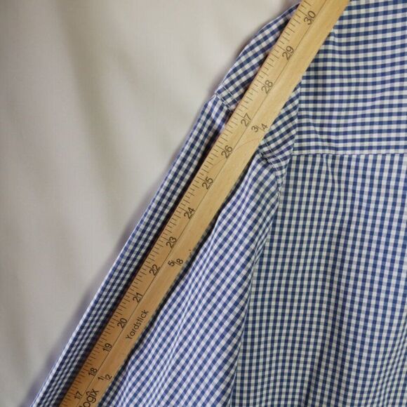Chaps Men's 2XL Long Sleeve Shirt Easy Care Stretch Blue White Checkered - Picture 12 of 13